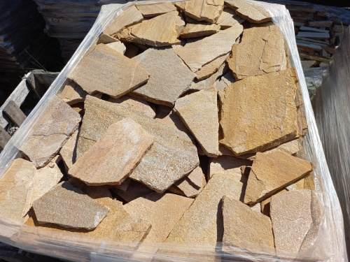 Плитняк златолит жёлтый золотистый для отмостки купить в Михайловске