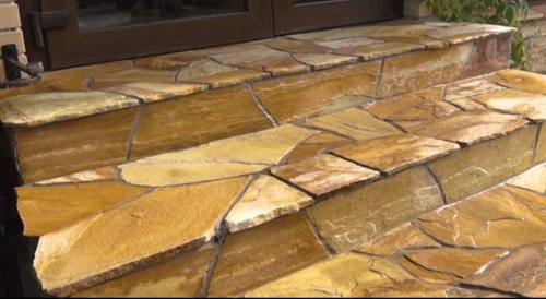 Плитняк златолит жёлтый золотистый для отмостки купить в Михайловске